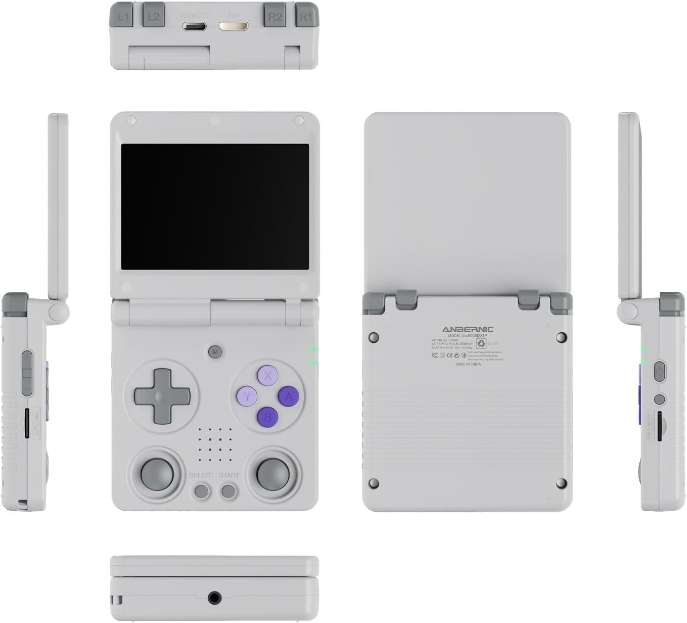 Anbernic RG34XX SP – Consola Retro Plegable con 5000+ Juegos, 64GB, 30+ Emuladores